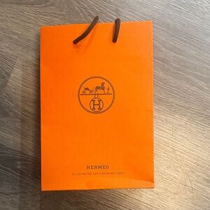 Hermes Orange Gift Bag with brown ribbon
